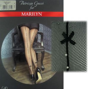 Marilyn Gucci G40 R3/4 Rajstopy perełki kabaretki black